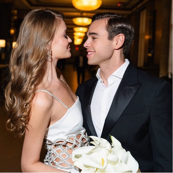 NWT RETROFETE Crystal & Pearl Embellished Lattice Waist Cutout Sleeveless Gown S - Picture 8 of 11